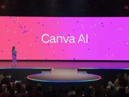 Giới thiệu tính năng mới Canva AI trên màn hình lớn (Ảnh: Internet)