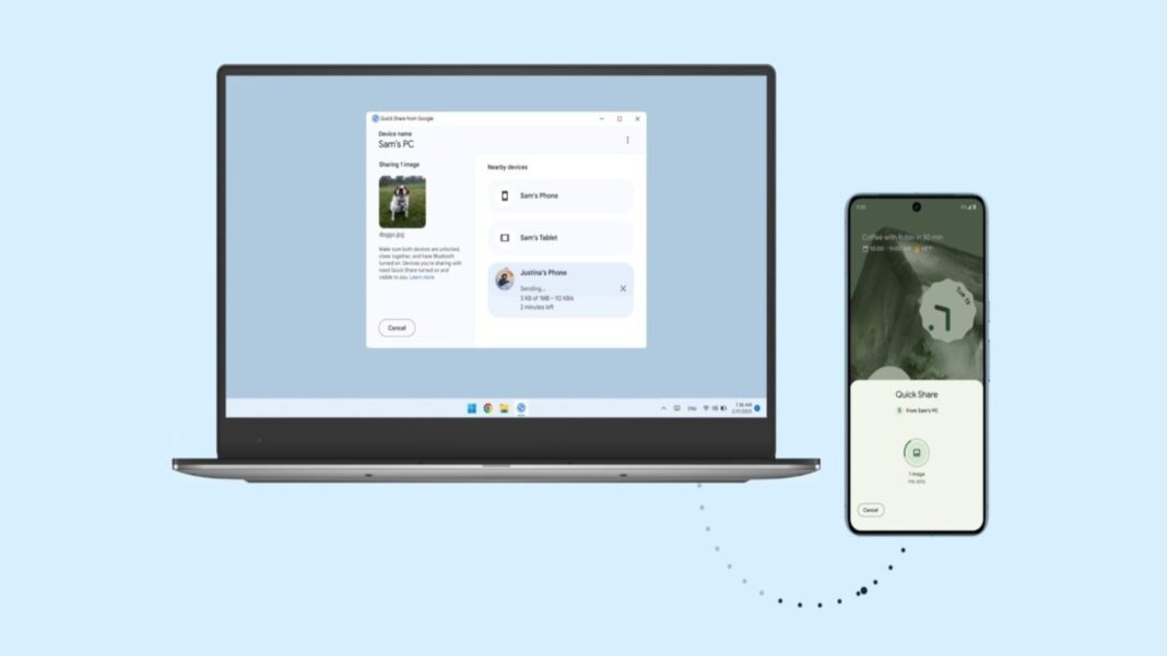 Tính năng Quick Share cho phép chia sẻ file từ điện thoại sang máy tính và ngược lại (Nguồn: Internet)