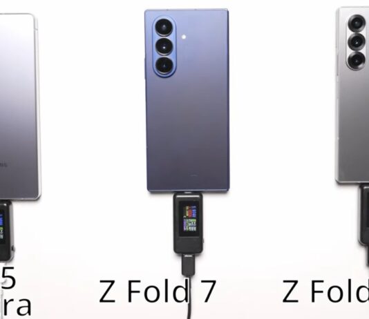 So sánh tốc độ sạc Galaxy S25 Ultra, Galaxy Z Fold 7 và Fold 6 (Ảnh: Internet)