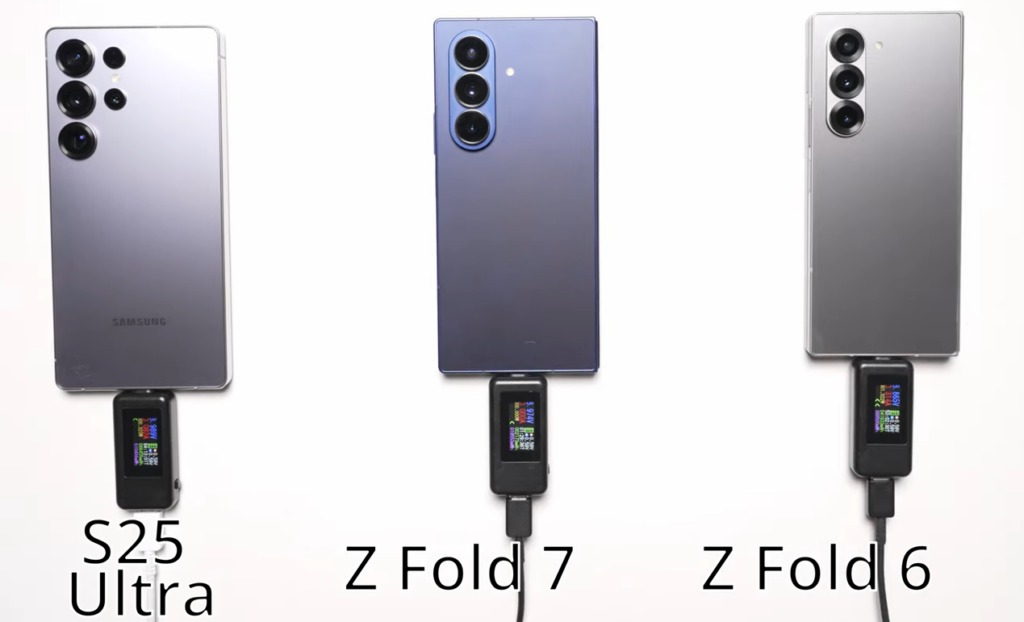 So sánh tốc độ sạc Galaxy S25 Ultra, Galaxy Z Fold 7 và Fold 6 (Ảnh: Internet)