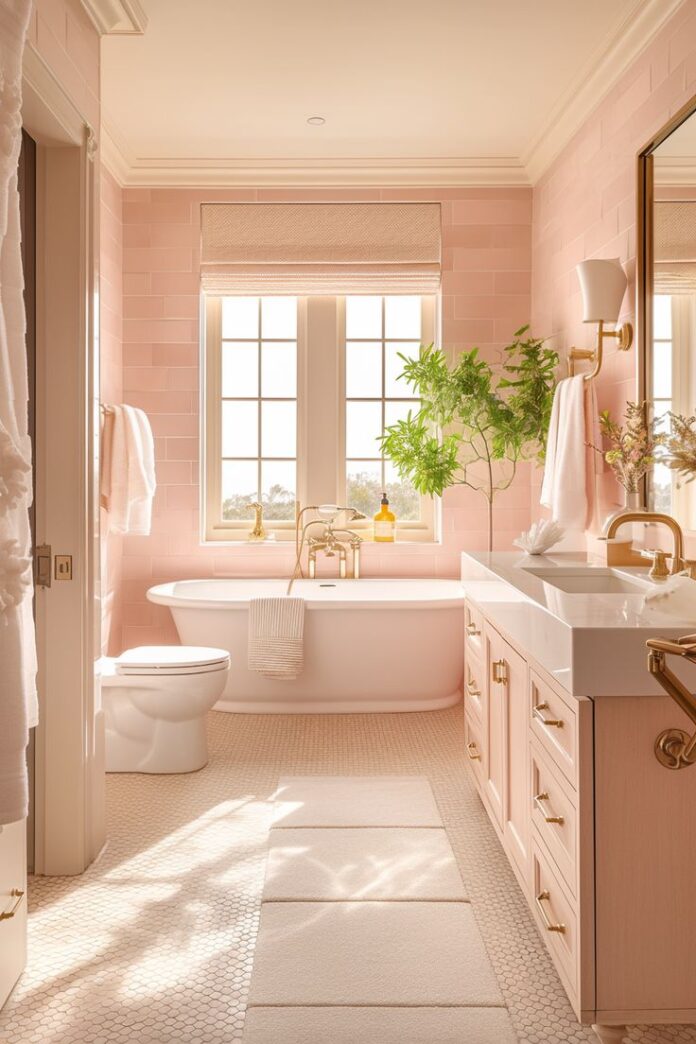 Phòng tắm màu hồng nhạt