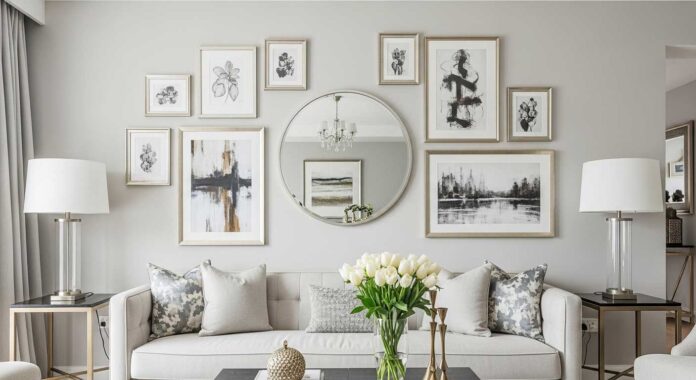 Kết hợp gương với tranh và đồ trang trí tường