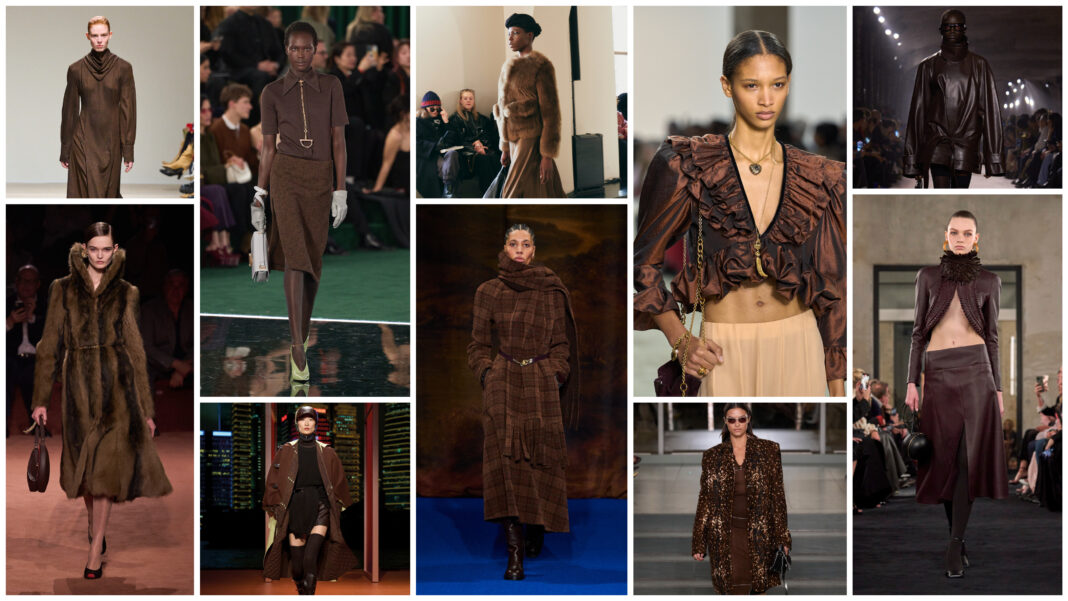 Mùa thu năm nay, tất cả các sắc thái của màu nâu đều đang trở thành lựa chọn thay thế hiện đại cho màu đen truyền thống