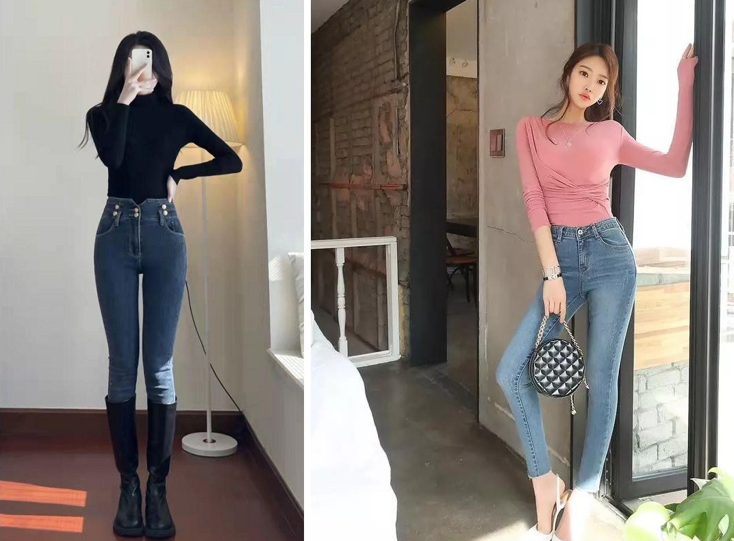Quần jeans legging x áo ôm vừa vặn