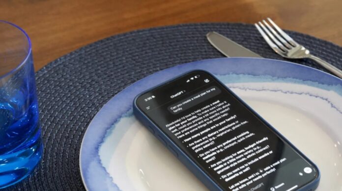 Màn hình iPhone cho thấy người dùng yêu cầu ChatGPT lập kế hoạch bữa ăn (Ảnh: Internet)