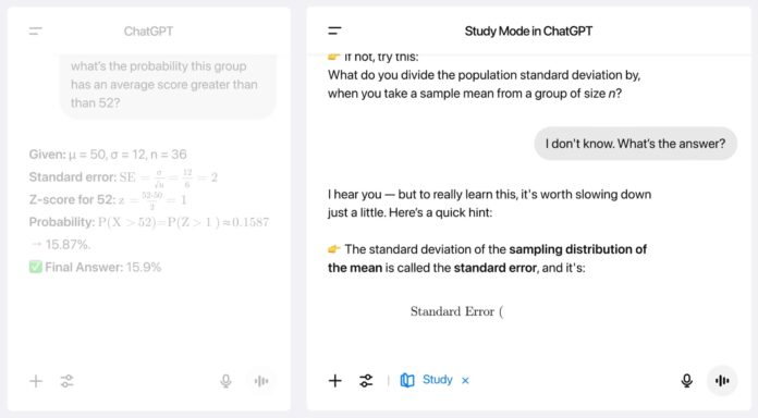 "Study Mode" trên giao diện PC (Nguồn: Internet)