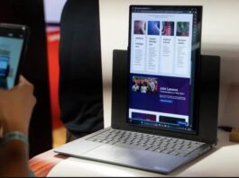Laptop Lenovo ThinkBook VertiFlex ở chế độ dọc (Ảnh: Internet)