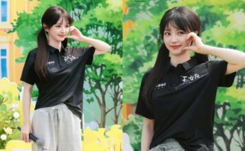 Điền Hi Vi và Hồ Nhất Thiên trong lễ khai máy (nguồn: internet)