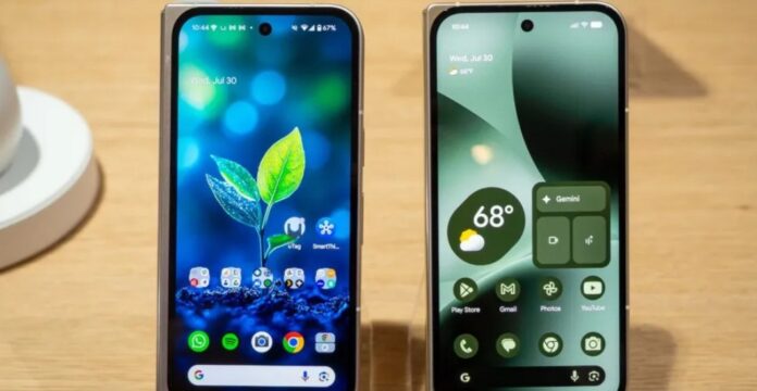 Điện thoại Pixel 10 Pro Fold màu Moonstone so với Pixel 9 Pro Fold màu sứ (Ảnh: Internet)