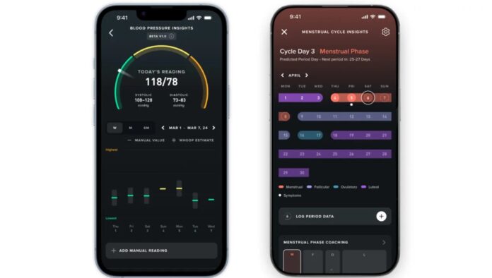 Ứng dụng của Whoop với 2 tính năng mới (Ảnh: Internet)