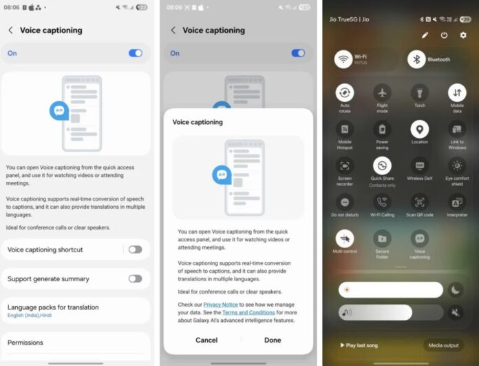 Tính năng Voice Captioning của One UI 8 (Ảnh: Internet)