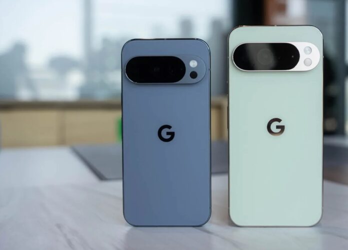 Điện thoại Pixel 10 Pro màu Moonstone bên cạnh Pixel 10 Pro XL màu Jade (Ảnh: Internet) Điện thoại Pixel 10 Pro màu Moonstone bên cạnh Pixel 10 Pro XL màu Jade (Ảnh: Internet)