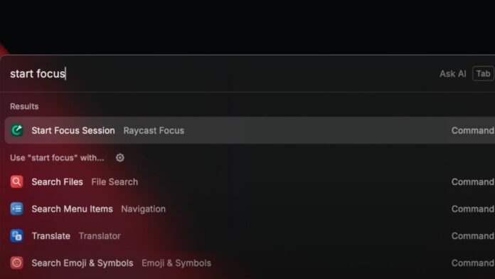 Giao diện của ứng dụng Raycast (Nguồn: Internet)