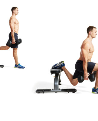 5 bài tập đơn giản nhẹ nhàng giúp tăng cơ bắp hiệu quả cho người trên 40 tuổi Squat 1 chân kiểu Bulgaria (Ảnh: Internet)