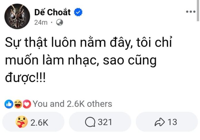 Facebook Dế Choắt đã quay trở lại.