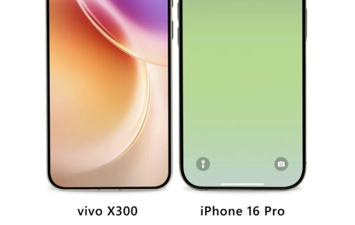 Viền màn hình điện thoại Vivo X300 so với iPhone 16 Pro (Ảnh: Internet)
