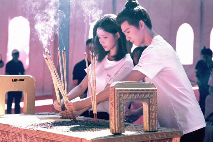 Mạnh Tử Nghĩa - Lý Quân Nhuệ trong lễ khai máy phim Thượng Công Chúa (nguồn: internet)