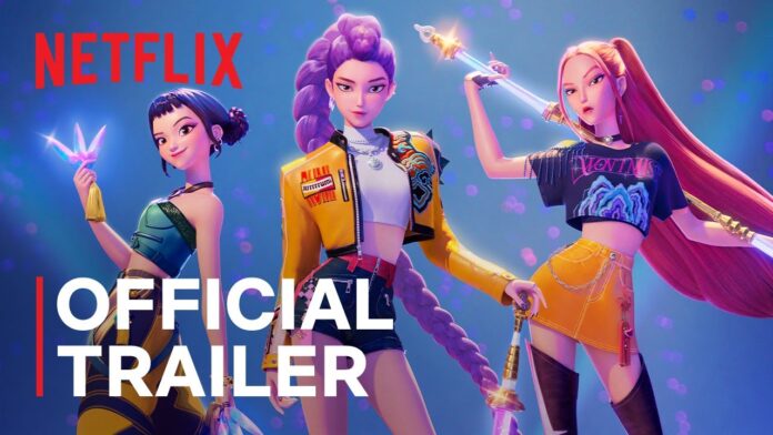 "K-pop Demon Hunters" là dự án hoạt hình giả tưởng của Netflix, kể về các nữ idol vừa biểu diễn vừa chiến đấu chống lại thế lực siêu nhiên. Dự án được khen ngợi vì thông điệp về sự dũng cảm, sự chấp nhận bản thân và vai trò của âm nhạc như một công cụ chữa lành (Ảnh: Internet)