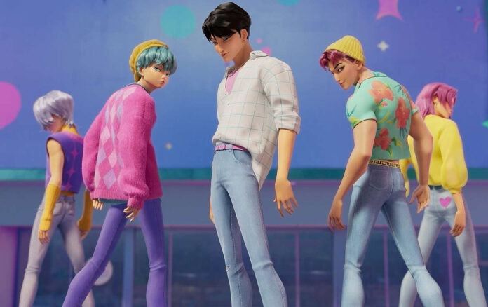 Saja Boys, nhóm nhạc nam hư cấu trong bộ phim, gồm các thành viên như Andrew Choi, Neckwav, Danny Chung và Kevin Woo từ U-KISS. Nhóm này đã gặt hái thành công với các ca khúc "Your Idol" và "Soda Pop", lọt vào Top 10 của Billboard Hot 100 (Ảnh: Internet)