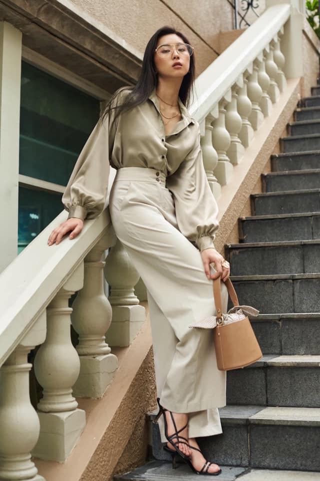 Sandal gót cao phối quần ống rộng Sandal gót cao phối quần ống rộng