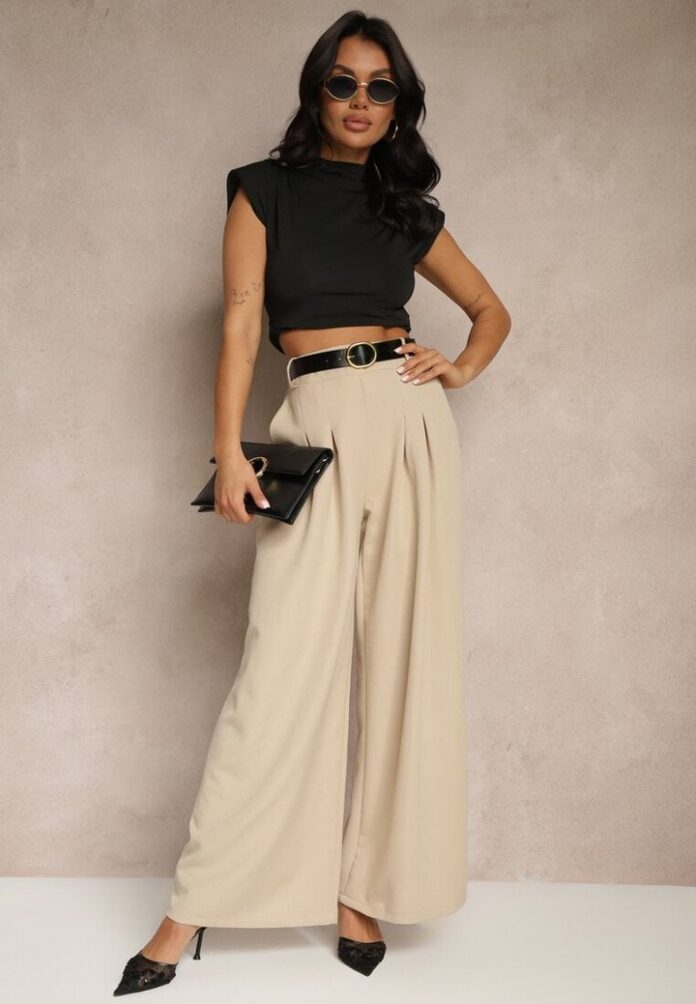 Giày cao gót mũi nhọn phối quần ống rộng