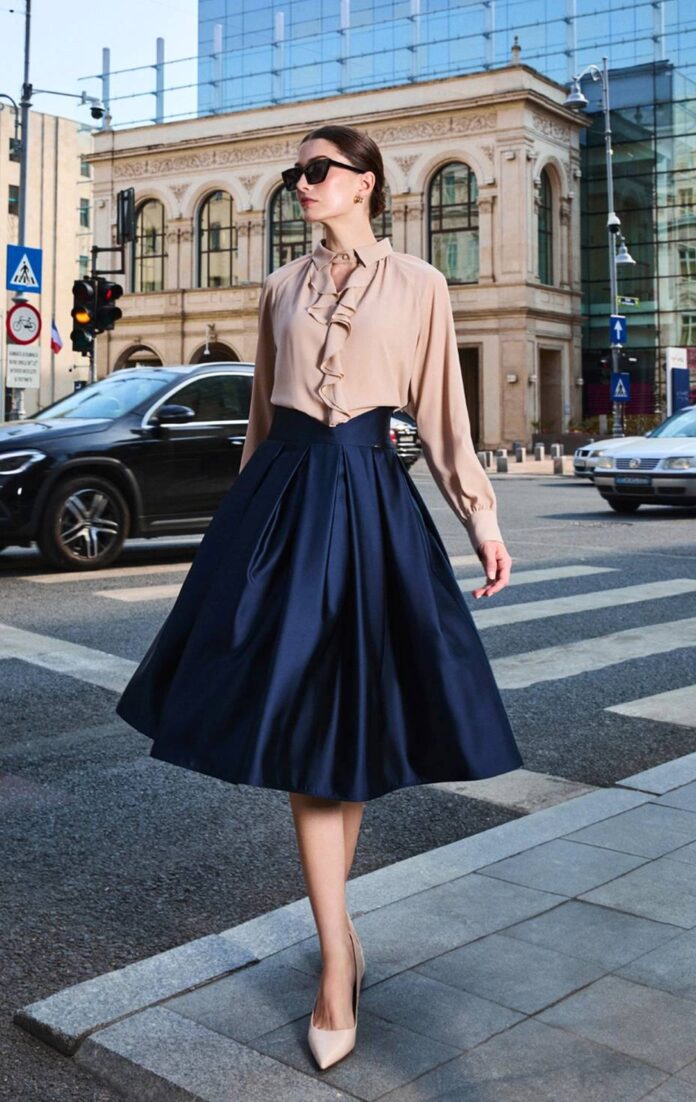 Sự kết hợp giữa be và xanh navy là công thức hoàn hảo cho phong cách thanh lịch mà không cứng nhắc