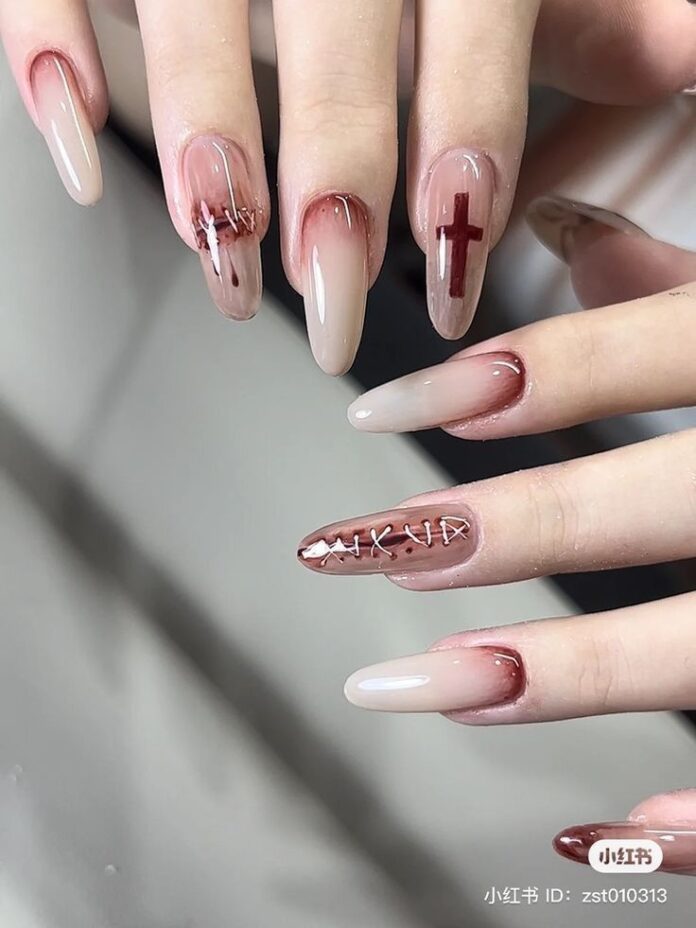 Mẫu nail Halloween đẹp rùng rợn, kinh dị (Ảnh: Internet)