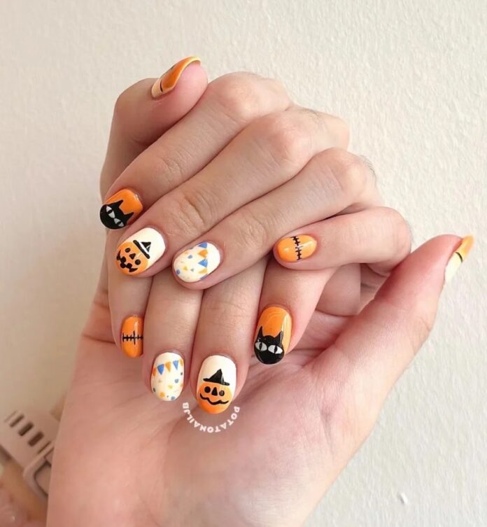 Mẫu nail Halloween ngắn cute (Ảnh: Internet)