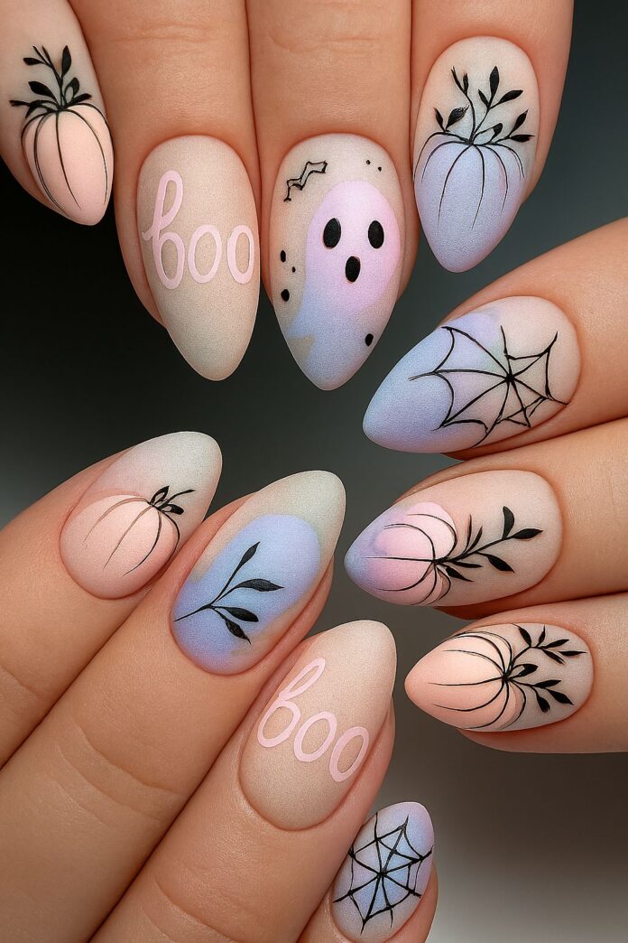 Mẫu nail Halloween ngắn cute (Ảnh: Internet)