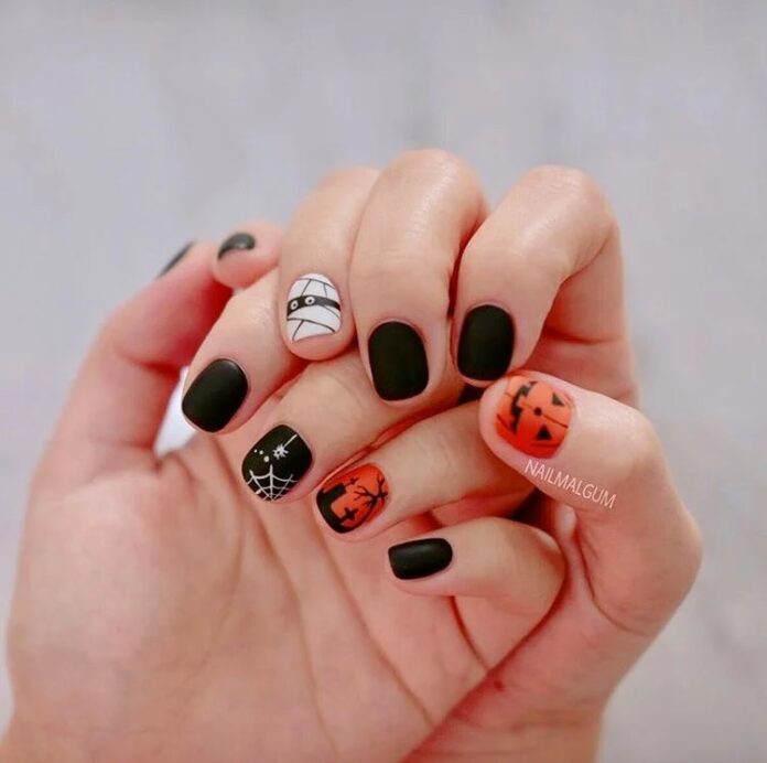Mẫu nail Halloween ngắn cute (Ảnh: Internet)