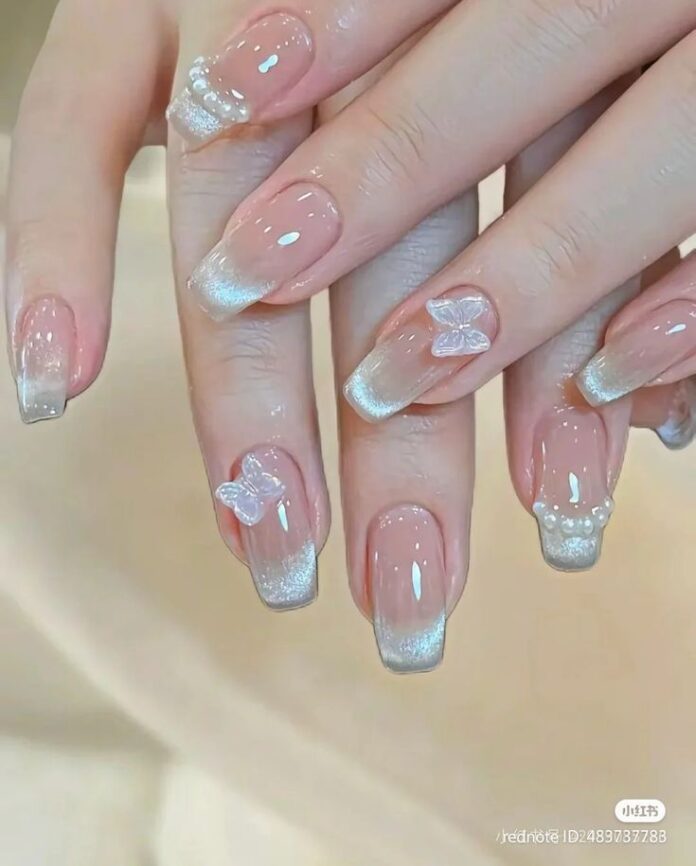 Nail cô dâu mắt mèo lấp lánh