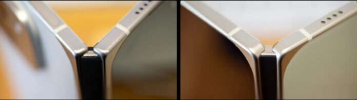 Bản lề mở của điện thoại Pixel 9 Pro Fold và bản lề kín hoàn toàn của điện thoại Pixel 10 Pro Fold (Ảnh: Internet)