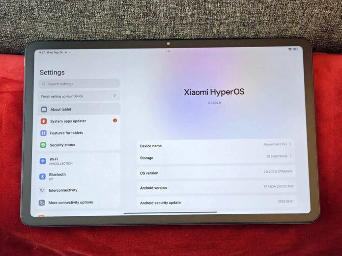 Redmi Pad 2 Pro sử dụng Android 15 cùng giao diện HyperOS 2 (Ảnh: Internet)