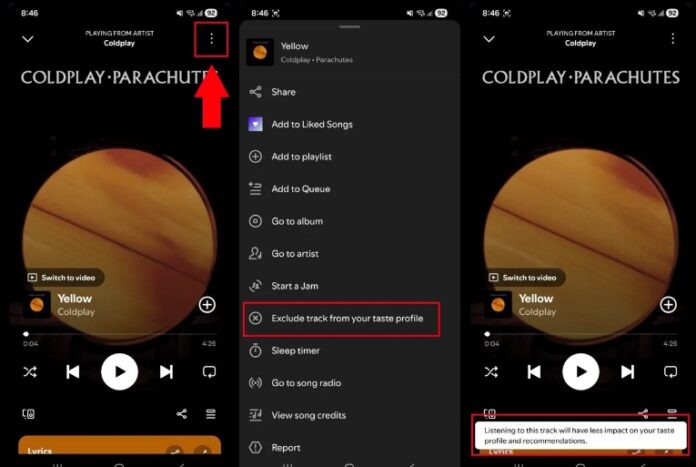 Loại trừ Bài hát khỏi Hồ sơ Sở thích của Spotify (Ảnh: Internet)