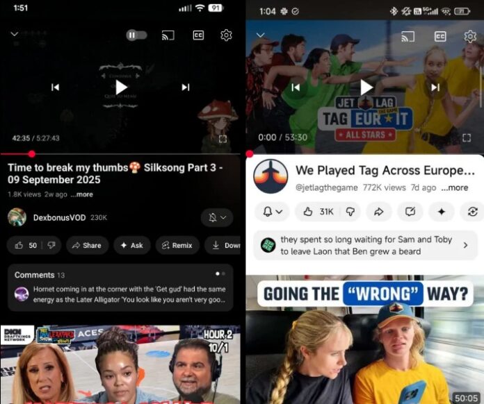Giao diện YouTube cũ và mới (Ảnh: Internet) Giao diện YouTube cũ và mới (Ảnh: Internet)