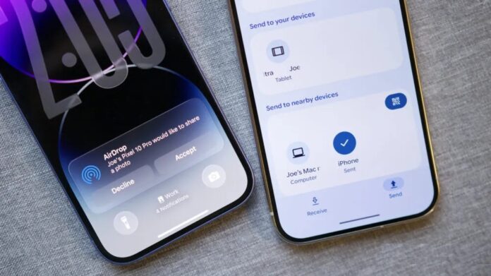 Điện thoại Pixel 10 Pro gửi file cho iPhone bằng Quick Share (Ảnh: Internet)