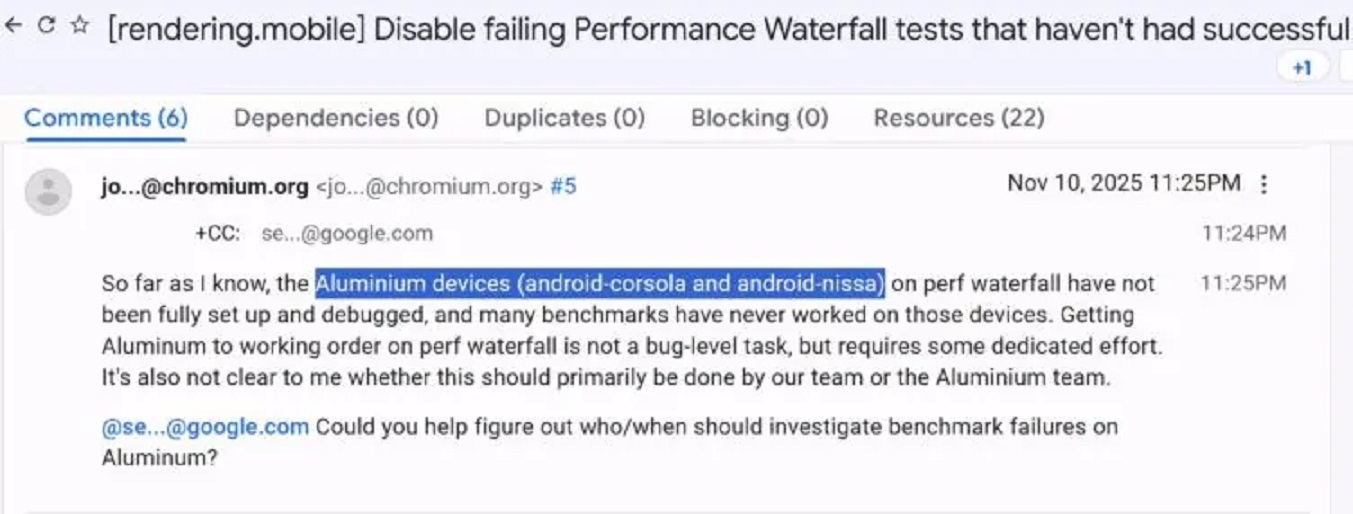 Báo cáo lỗi có đề cập đến các thiết bị Aluminum OS (Ảnh: Internet)