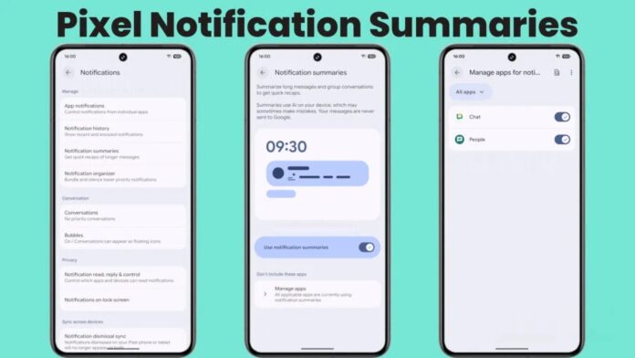 Cài đặt tính năng tóm tắt thông báo bằng AI trên điện thoại Pixel (Ảnh: Internet)