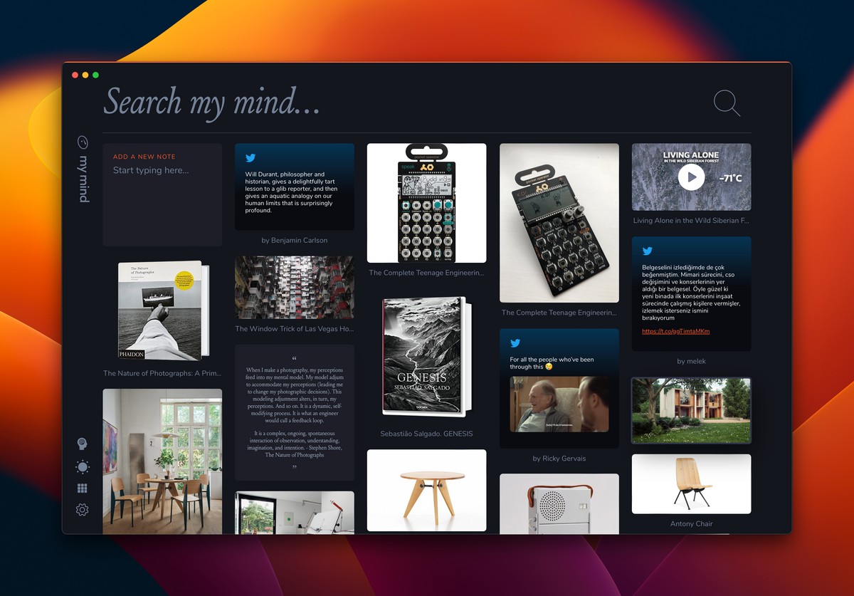 Giao diện cơ bản của ứng dụng Mymind (Nguồn: Internet)