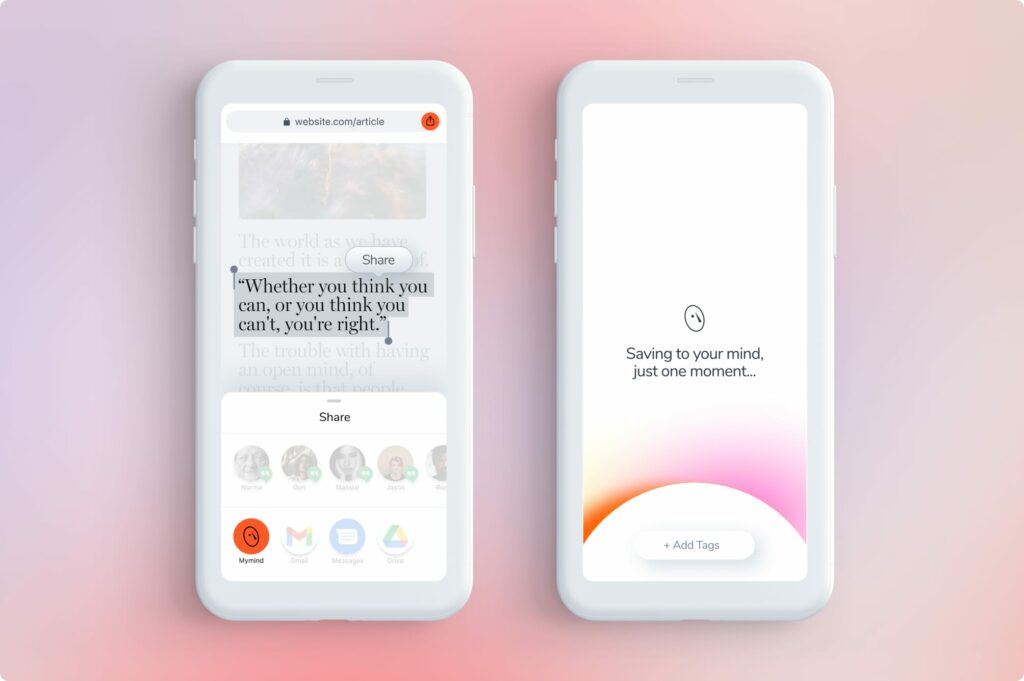 Mymind cũng có mặt trên điện thoại (Nguồn: Internet)