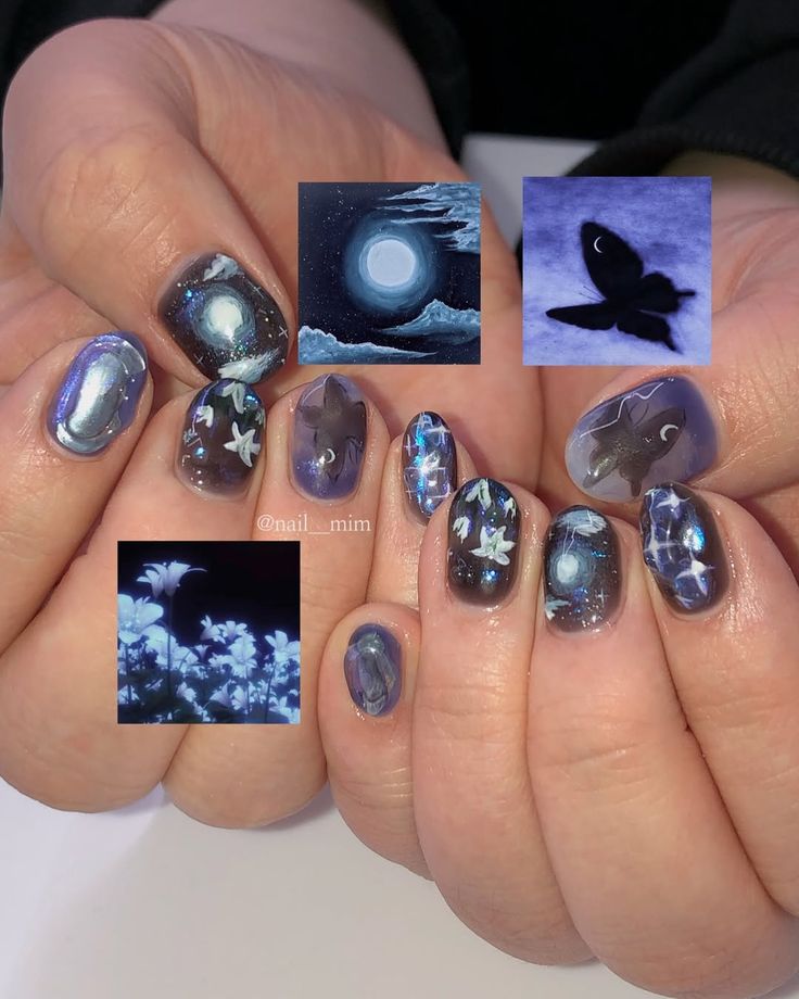 Kết hợp hình hoa và mặt trăng