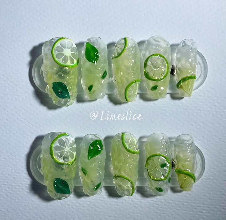 Nail ombre chanh xanh tươi mát