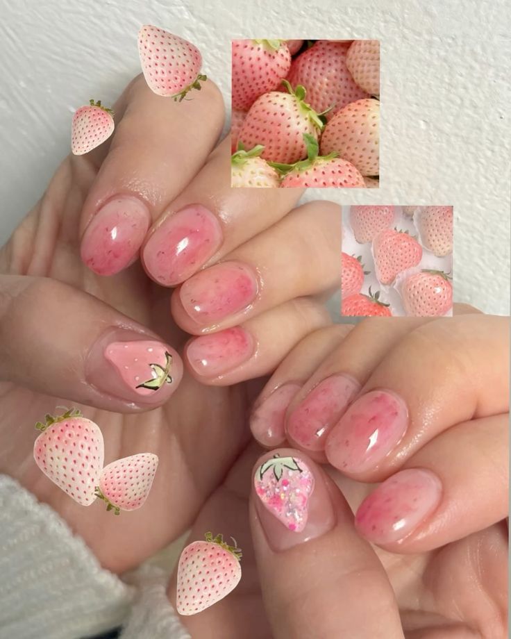 Nail ombre giống trái dâu ngọt ngào
