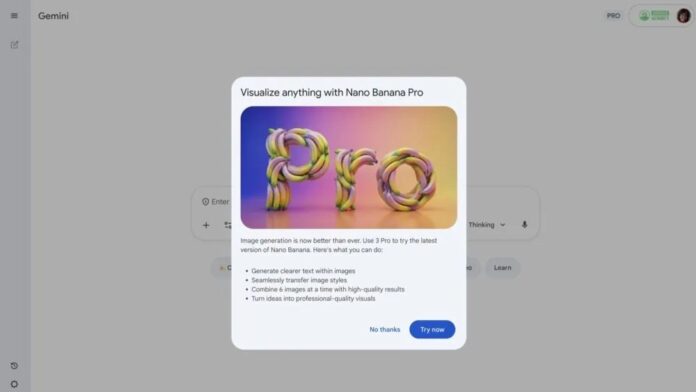 Cửa sổ bật lên của Nano Banana Pro (Ảnh: Internet)
