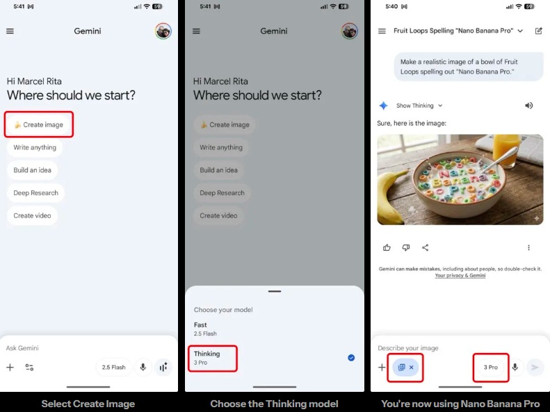 Hướng dẫn kích hoạt công cụ Nano Banana Pro trên di động (Ảnh: Internet)