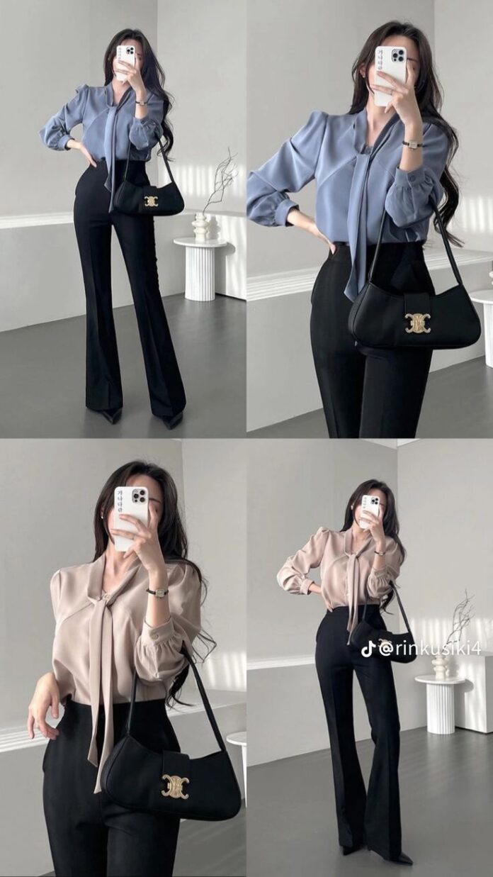 Sơ mi lụa và quần suông