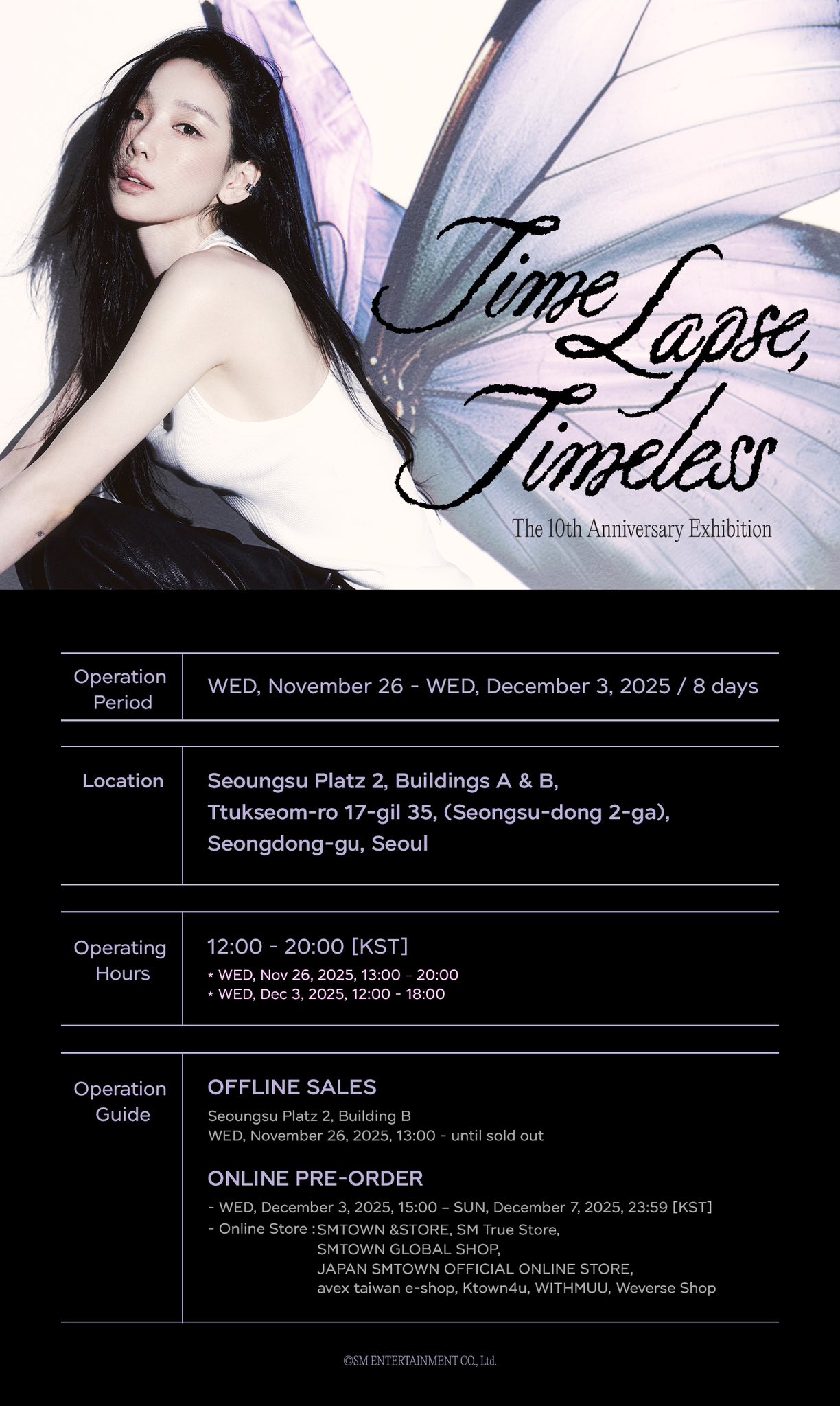 Lịch trình cụ thể của “TAEYEON The 10th Anniversary Exhibition [Time Lapse, Timeless]” đã được công bố (Ảnh: Internet)