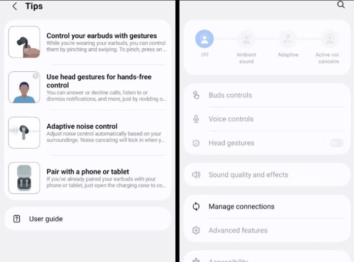 Điều khiển bằng cử chỉ đầu trên tai nghe Galaxy Buds 4 Pro (Ảnh: Internet)