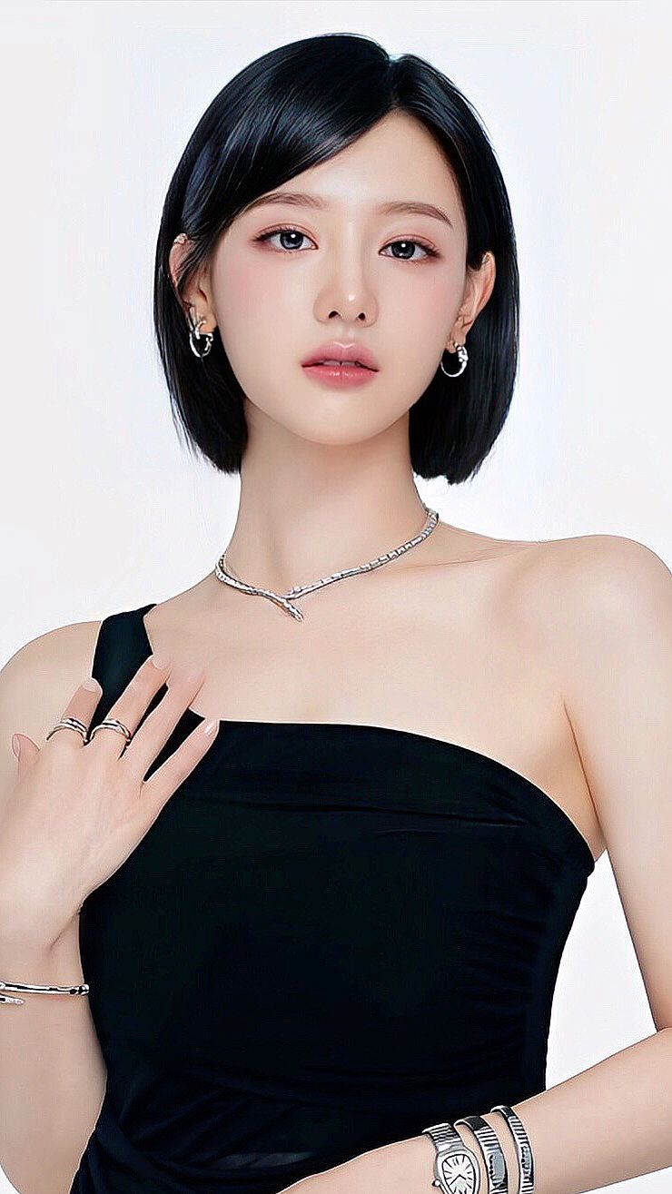 Tóc bob nữ cụp nhẹ kèm mái chéo