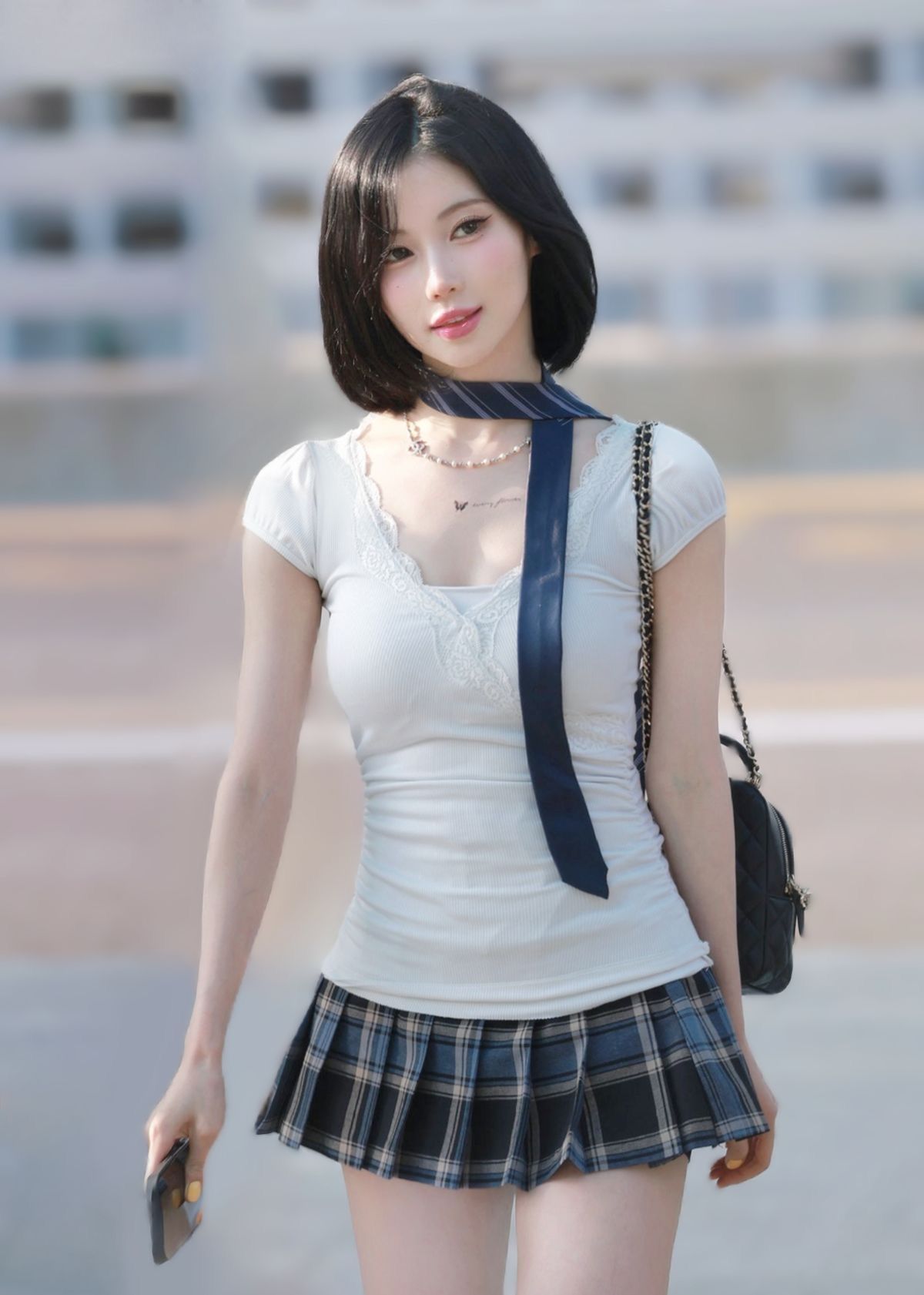 Tóc bob nữ chia ngôi giữa thanh lịch